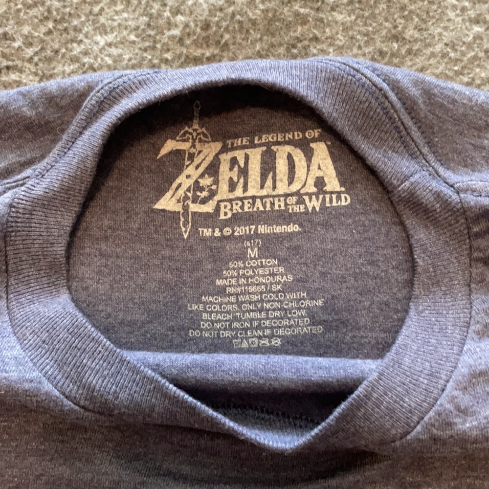 Legend Of Zelda Heathered Blue Unisex T Shirt with Gold Lettering - Picture 3 of 7
